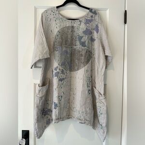 Blue Fish Linen Urchin Tunic in Pearl Smoke